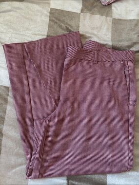 Burgundy Micro-Check Dress ankle Pants